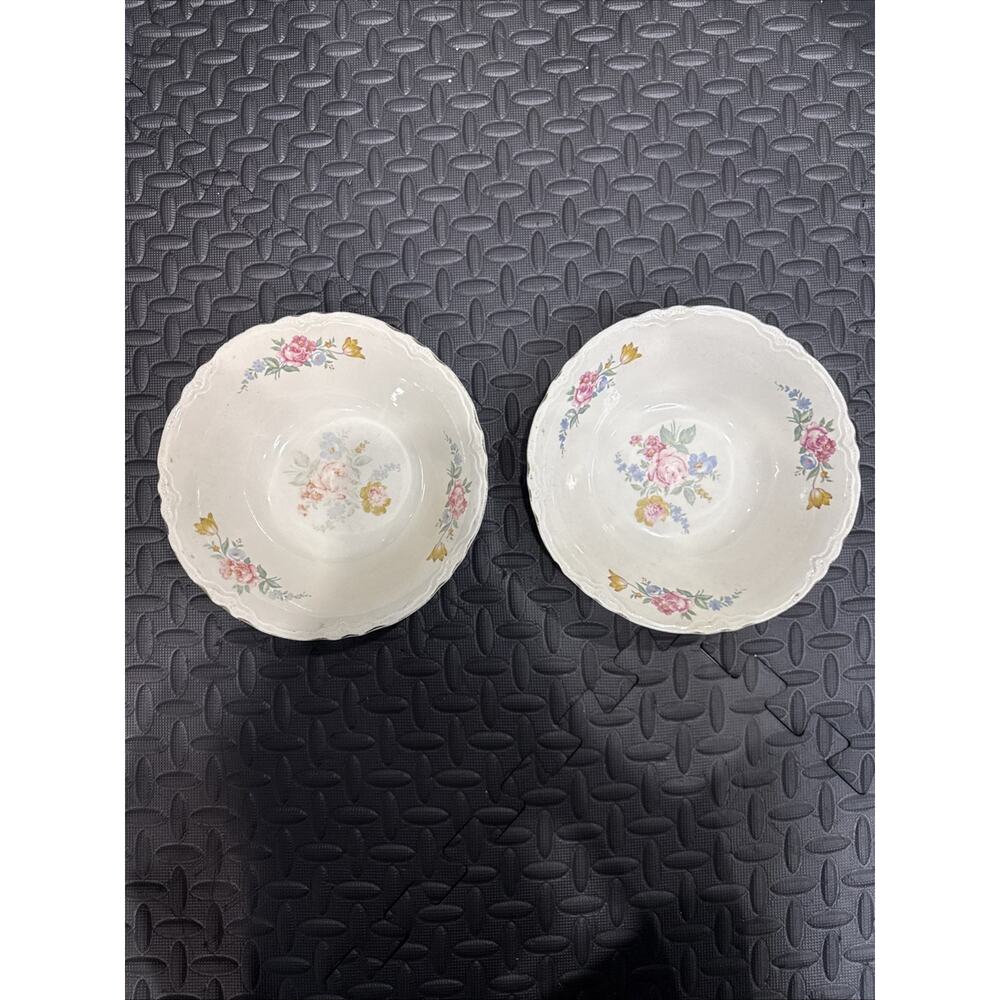 Vintage Scio Pottery Hazel Pattern Round 8.5" X 2.75" Serving Bowl Set Of 2
